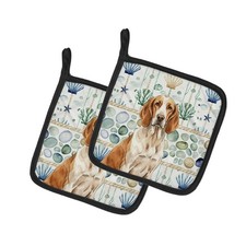 Caroline's Treasures Bracco Italiano Coastal Sea Glass Pair of Potholders