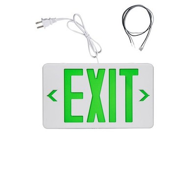 Green Exit Sign with 1.0 Meter Plug in Cord, Plug in Exit Sign with Battery B...