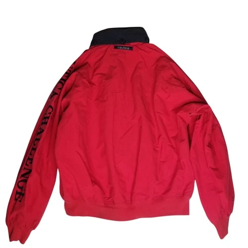 Vintage 90s Men's Nautica Challenge Jacket J Class Red Full Zip Large Spellout  image 2
