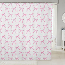 Cartoon Bowknot Kids Shower Curtains,Pink Bow Tie Butterfly Knot Princess Bathro