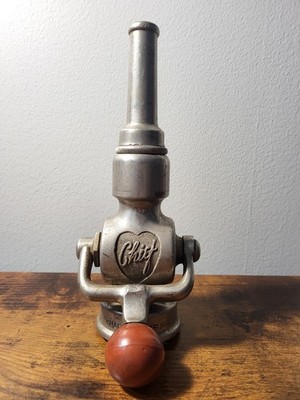 Antique Vintage Elkhart Brass Chief Firefighter Firefighting Hose Nozzle W/ Ball