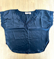 Vintage Victoria s Secret Gold Label Satin Lace Top Black Small S 90s Y2K