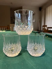 Lead Crystal Rocks Glasses Set of 3 Heavy Base Vintage MCM design 8 oz