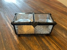 J Devlin Clear Beveled Glass Double Hinge Jewelry Box New