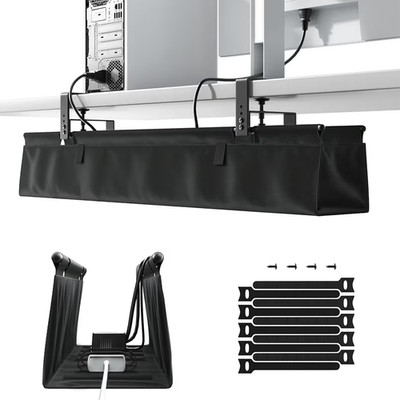 Putilsen 90cm unter Schreibtisch Kabelmanagement Ablage ohne Bohren Stoffkabel Halter schwarz