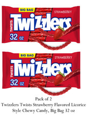 TWIZZLERS Twists Strawberry Flavored Licorice Style, Low Fat Candy Big Bag, 32oz
