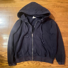 Faded H M Full Zip Long Sleeve Hooded Sweatshirt Size Medium