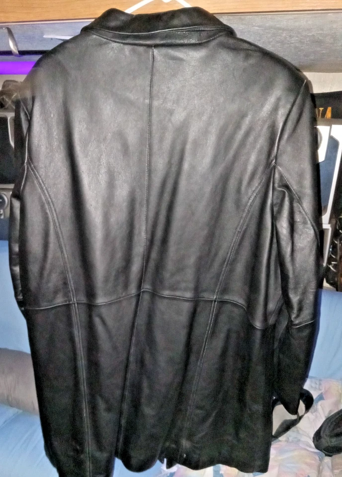 Chaqueta Jaclyn Smith Mujer Negra Cuero Genuino Manga Larga Cremallera Completa Talla 2X Foto 3 de 4