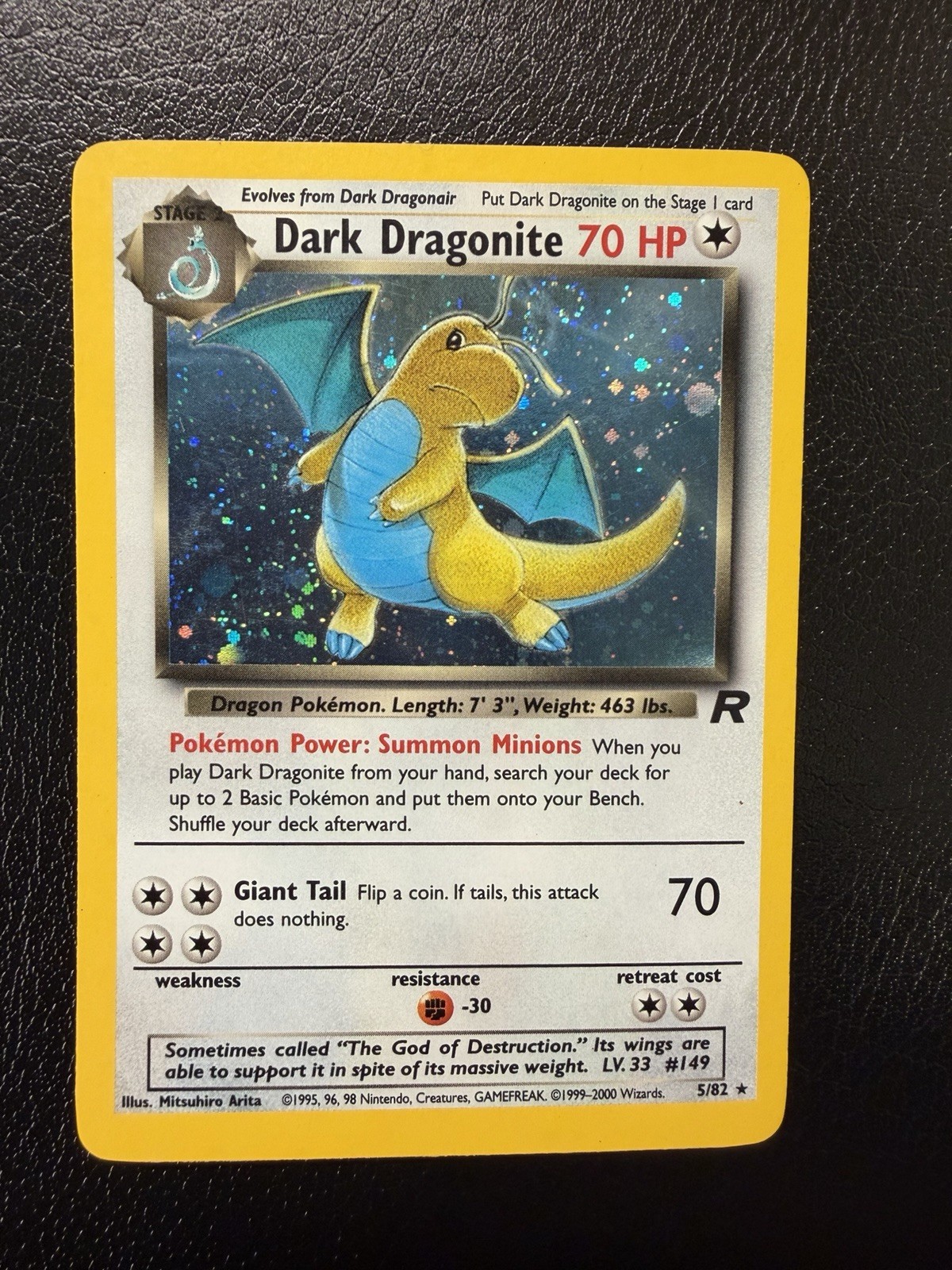 Pokemon TCG Dark Dragonite 5/82 Team Rocket Holo Unlimited With Swirl 🌀 MP+/LP