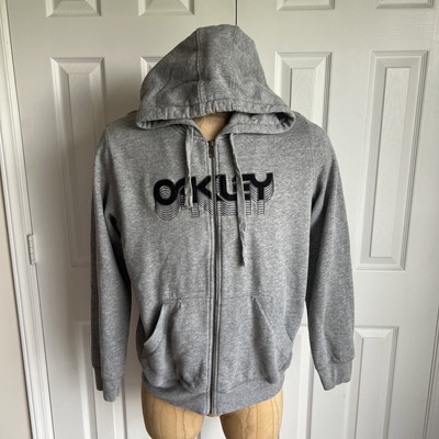 OAKLEY Men s Full Zip Hoodie Size XL Draw String Vintage Y2K Gray Long Sleeve