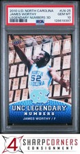 2010 UD NORTH CAROLINA LEGENDARY NUMBERS 3D #LN-25 JAMES WORTHY HOF POP 3 PSA 10