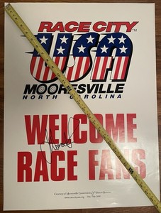 Mooresville NC RACE CITY Event Poster USA Signed By Nascar’s Joe Nemechek 18x24”