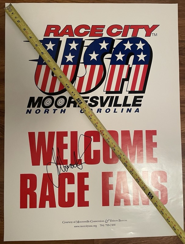 Mooresville NC RACE CITY Event Poster USA Signed By Nascar’s Joe Nemechek 18x24”