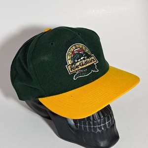 Vintage 90s Otto Cap Louisiana Ice Gators ECHL Pro Hockey Snapback Hat Green