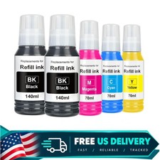 Epson 502 Ink Refill Bottles 5 Pack - High Yield Compatible Ink for EcoTank P...