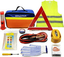 12pc Car Breakdown Emergency Kit with Triangle, Jump Leads & Safety Gear
