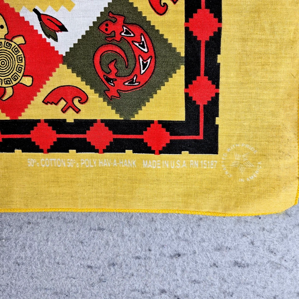 Bandana vintage Hav-A-Hank 22x22 patrón suroeste amarillo rojo hecha en EE. UU. AÑOS 90 Foto 2 de 4