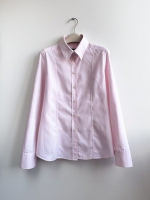 Calvin Klein Collection Womens Shirt 12 Pink Architectural Button-Up Office Work