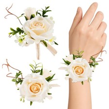2Pcs Wrist Corsage and Boutonniere Set, Prom Wrist Corsage Artificial Flowers...