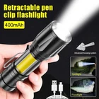 1X Mini LED Flashlight Torch USB Rechargeable COB Light Zoomable Camping Lamp