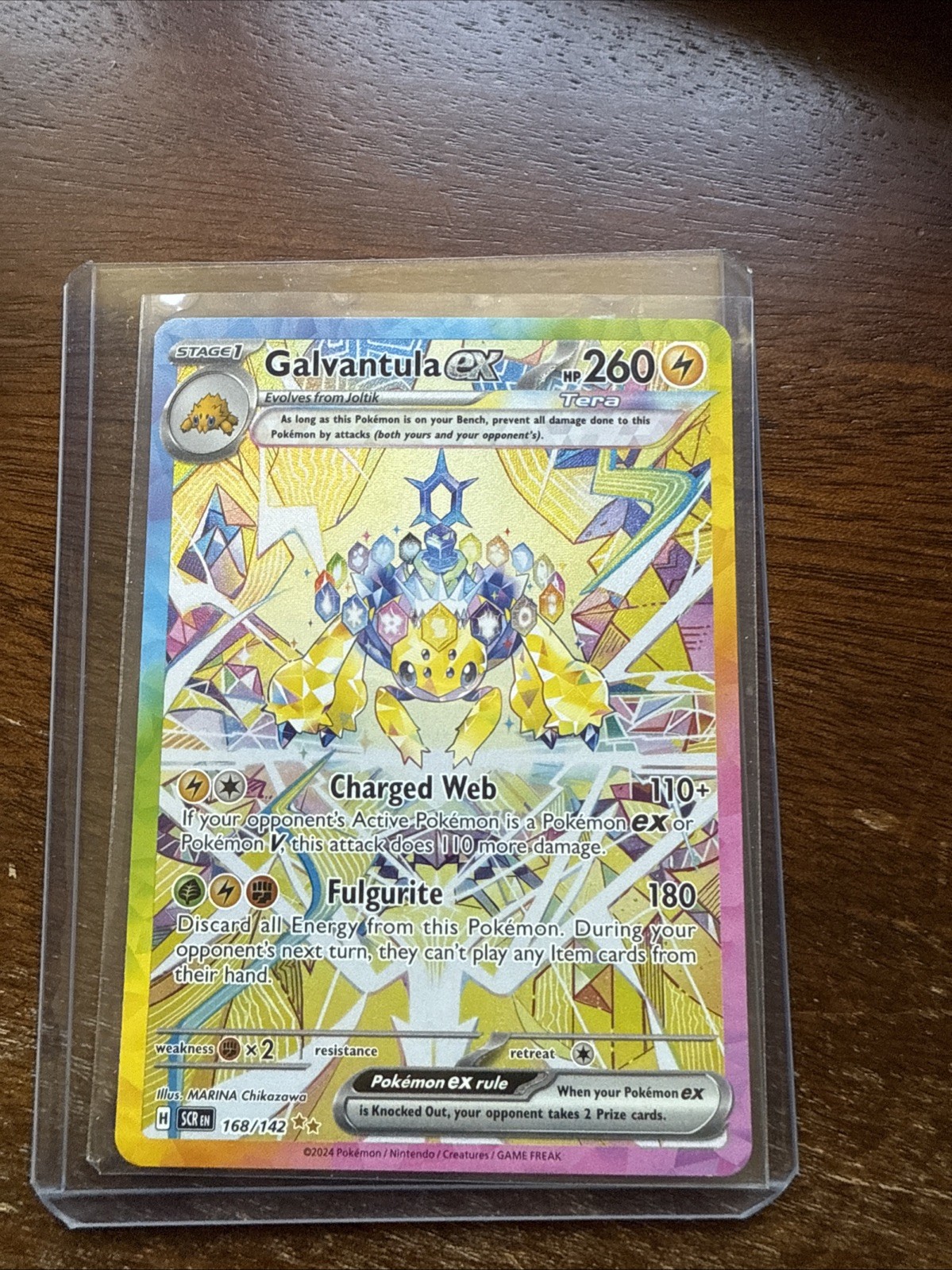 Pokémon TCG Galvantula EX Stellar Crown Holo Card 168/142 Sv07