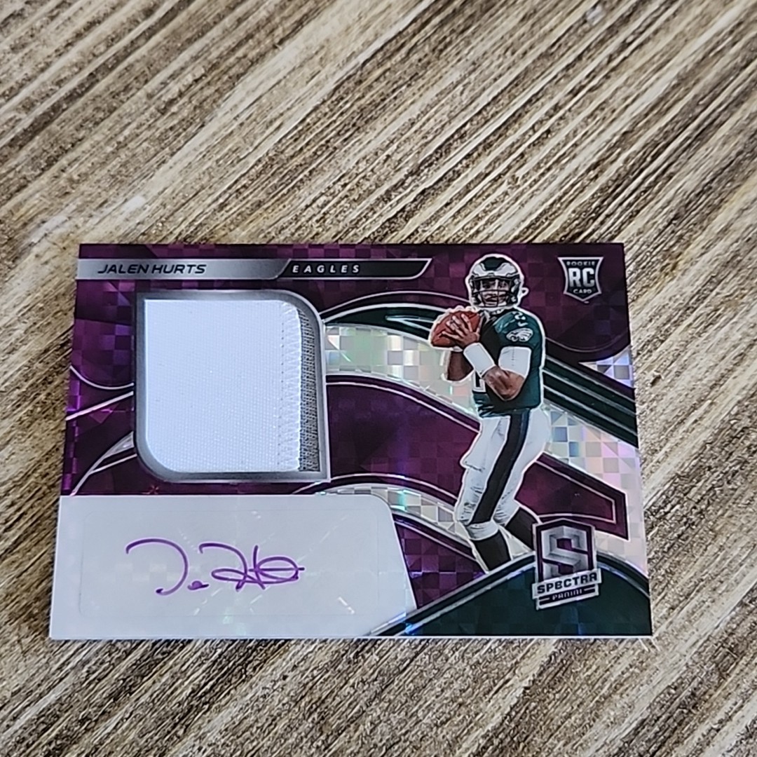 2020 Panini Spectra Jalen Hurts Rookie Patch Auto Purple Power /35 RPA Eagles