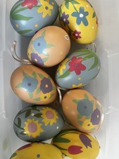 Hand Painted Hanging Easter Egg Decoration - Set Of 9