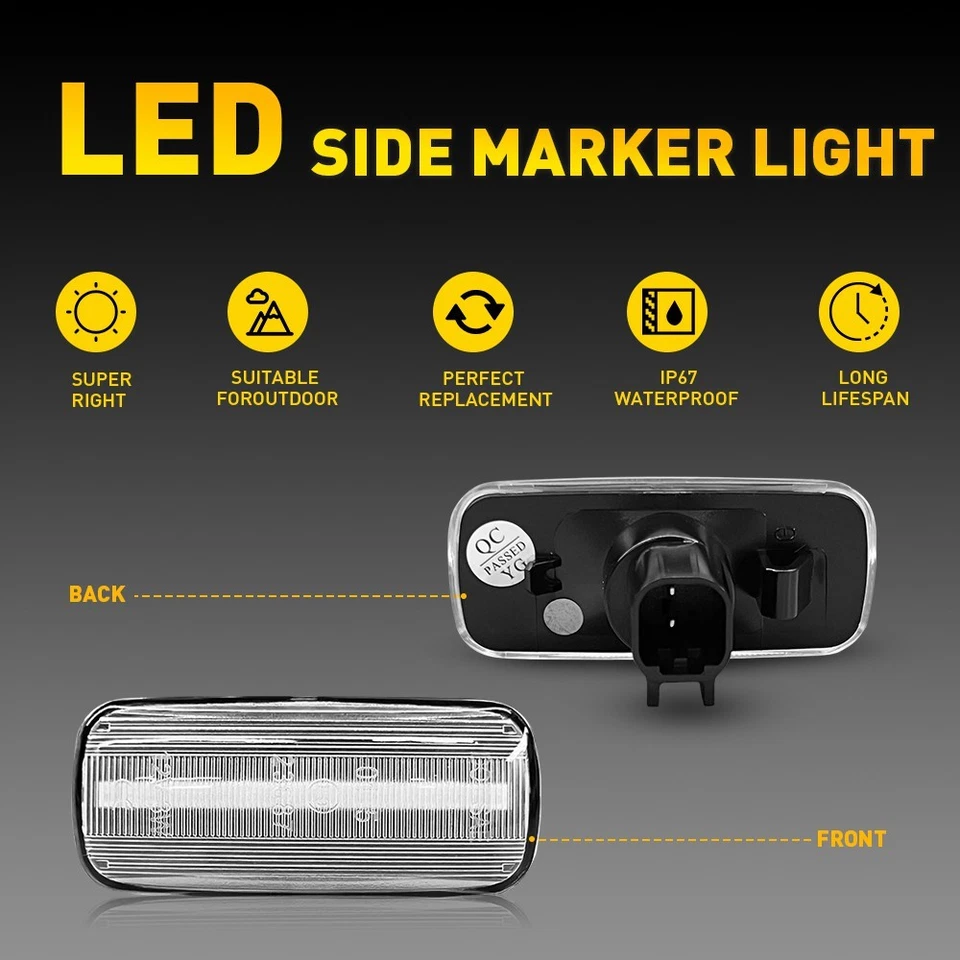 4X Lámpara de señalización lateral trasera LED ámbar transparente Len para Ram 2500 3500 EPM 2010-2018 Foto 3 de 4