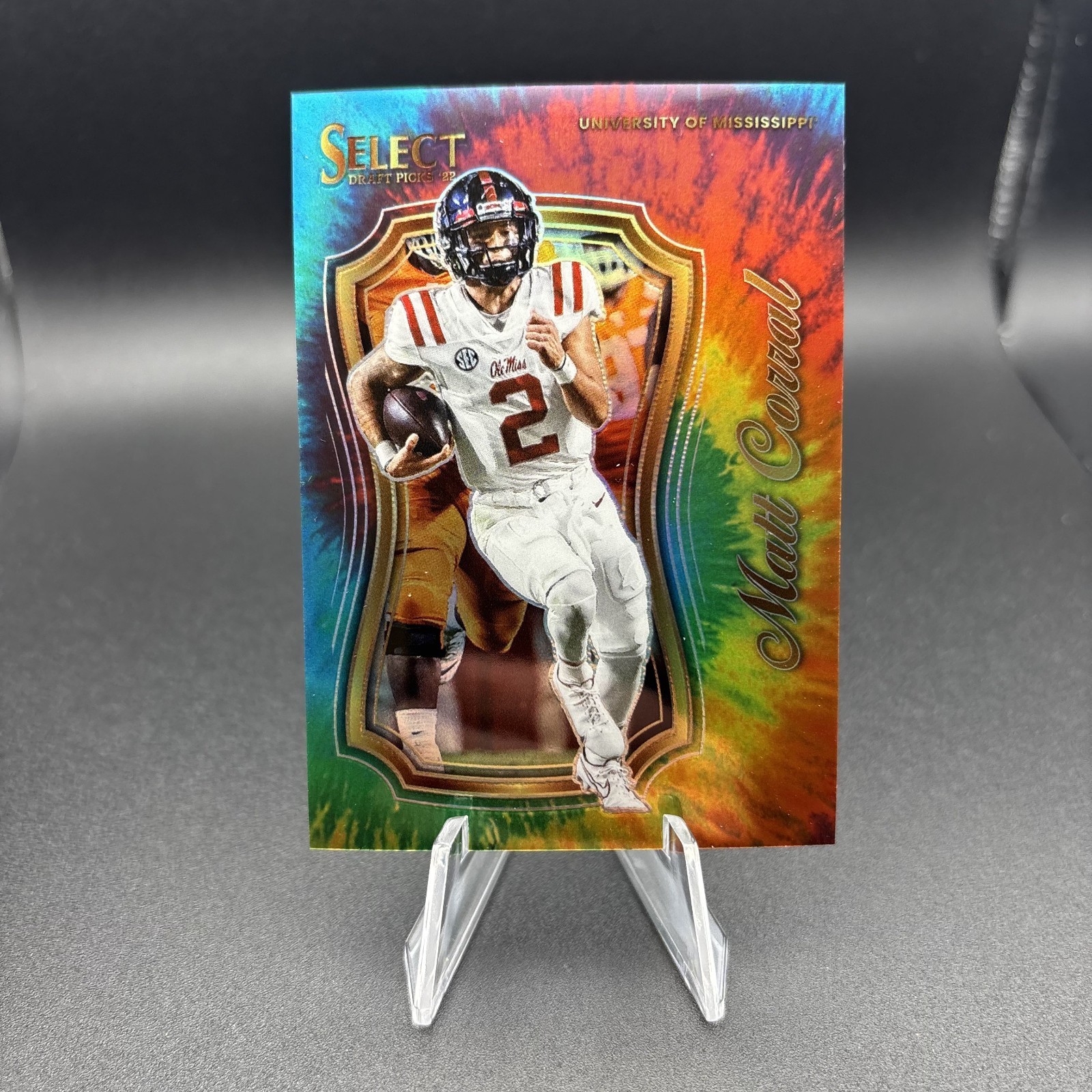 2022 Panini Matt Corral Select Certified Draft Ole Miss Tie Dye /25 SCMT