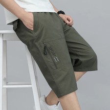 Men s Cotton Cargo Shorts Summer Knee Length Zipper Pocket Climbing Jogger Gift