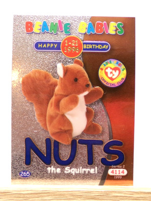 TY Beanie Babies BBOC Card - Series 2 Birthday (Blue) Nuts the Squirrel