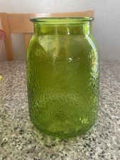Flower Vase Sea Glass Green Color with Raised Etching Like Design 7  T x 5  W
