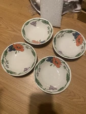 VILLEROY & BOCH AMAPOLA FOUR  SOUP/ CEREAL  BOWLS 6” FREE SHIP