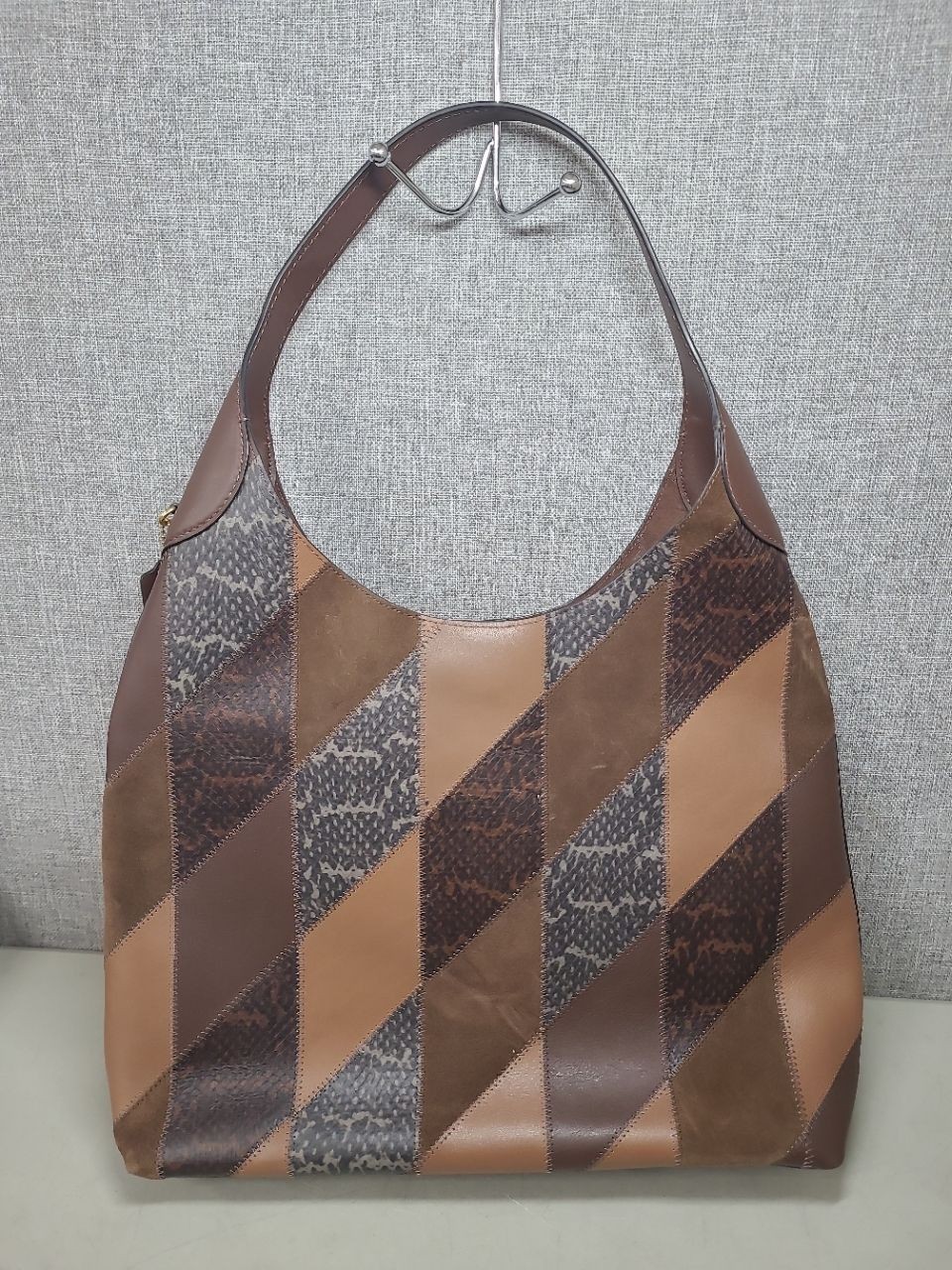 Coach Brown Leather/Suede Patchwork Large Hobo Bag - image 2