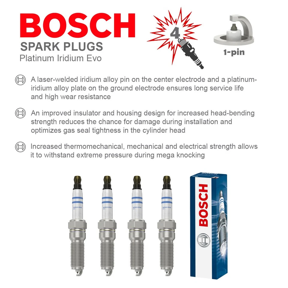 Spark Plugs Set 4x fits VAUXHALL ASTRA J, K 1.0 1.2 1.4 1.6 2013 on Bosch New - Image 2 of 4