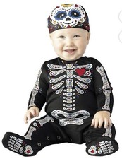 Infant Halloween Costume Sugar Skull Skeleton 0-6 Months 2 Piece New With Tags