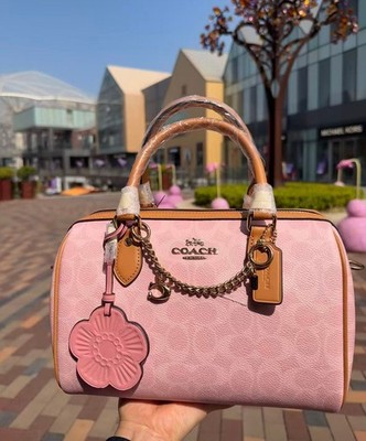 NWT Coach Rowan Satchel Bag In Signature Canvas With Charms CEA18