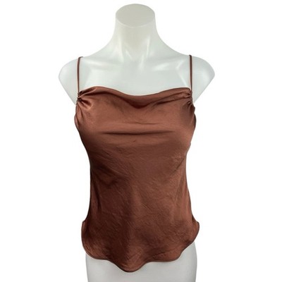 Aritzia Wilfred Brown Satin Silk Slip Sleeveless Camisole Tank Top