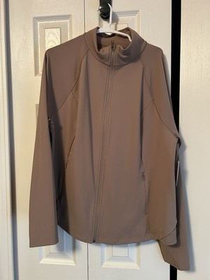 Tek Gear Ultrastretch Track Jacket Women's Plus 1X  khaki ￼Full Zip Stretch