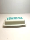 Vintage 1960s Pyrex Amish Butterprint Turquoise Blue White Covered Butter Dish