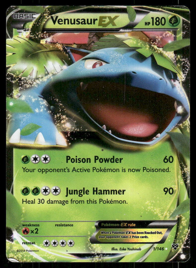 Venusaur EX 1/146 Holo Ultra Rare XY Base Set Pokemon Heavily Played