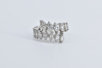 Platinum 3.50 Ctw Marquise Diamond Freeform Bypass Ring *11
