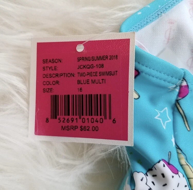 Juicy Couture Traje de Baño Bikini de Natación Niñas Azul Helado Talla 14 16 Dos Piezas Foto 3 de 4