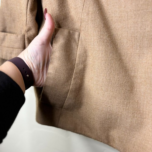 Pendleton Jacket Women's 8 Camel 100% Virgin Wool Satin Lined Cropped Pea Coat - Picture 6 of 8
