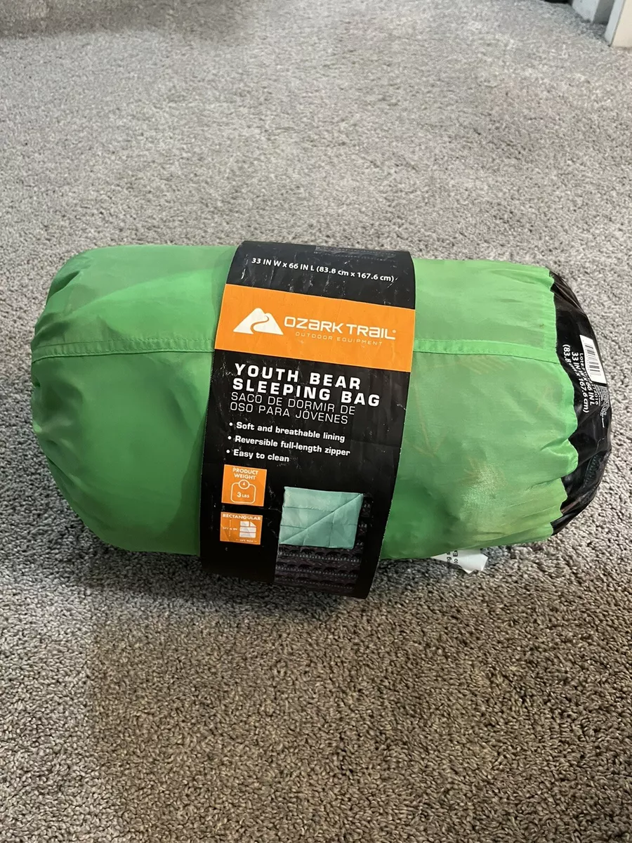 Ozark Trail Critters Kids Youth Sleeping Bag Green Camping Bear 33x66  Inches 3lb