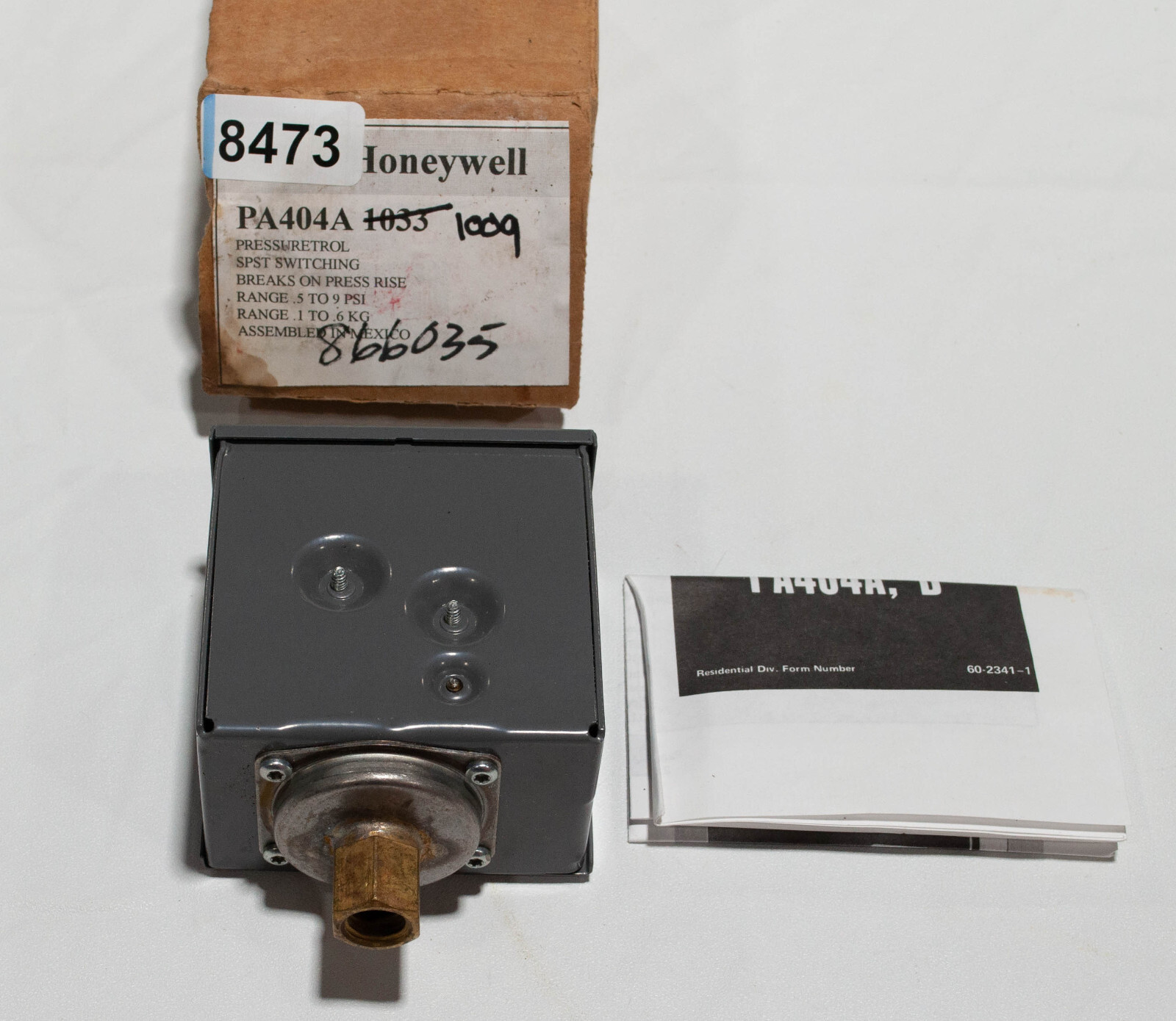 Honeywell PA404 A1033 Druckkontrollschalter – Für HLK-Systeme (Heizung, Lüftung, Klima) | SPST, 2–15 Psi
