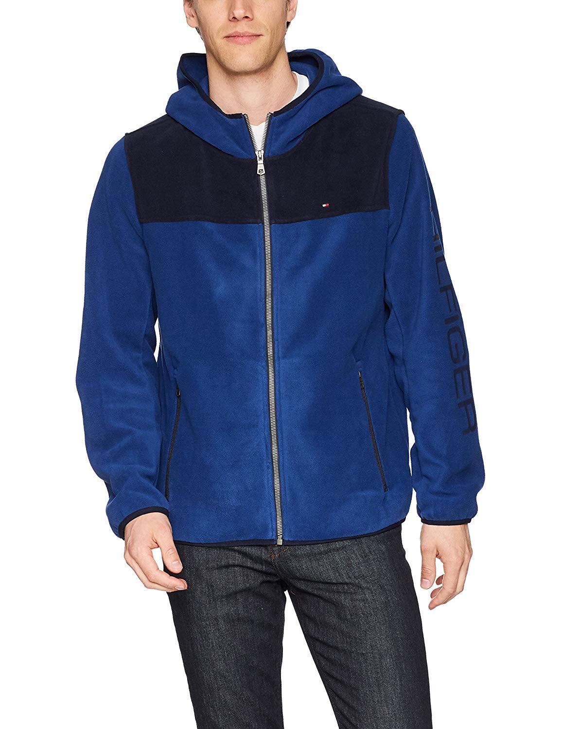 Tommy Hilfiger Men's Hooded Midnight/Royal Blue Fleece Jacket