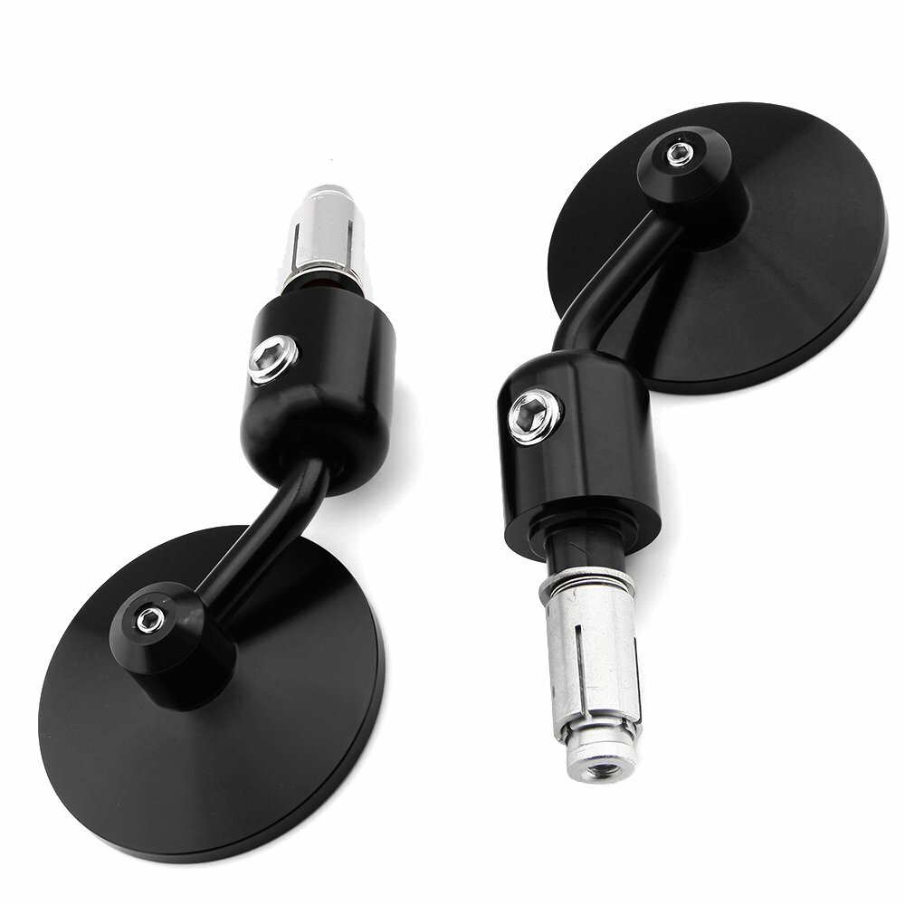 Black Motorcycle CNC Handle Bar End Mirrors 3