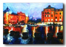Original acrylic picture hand painted on canvas wall art Munich cityscape