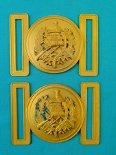 Set 2 US Guatemala Coat of Arms Gold Tone Military Army N.S. MEYER Belt Buckle I